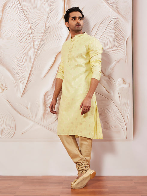 Men's Mint Green Silk Blend  Kurta